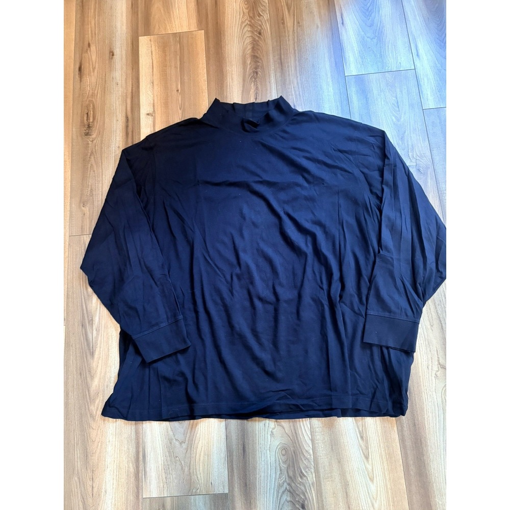 Lands End Super-T Long Sleeve Mock Neck T-shirt Men's 4XL Black Cotton